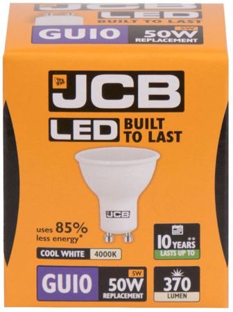 4.9w LED GU10 100deg 4000k 370lm's (JCB S12499)